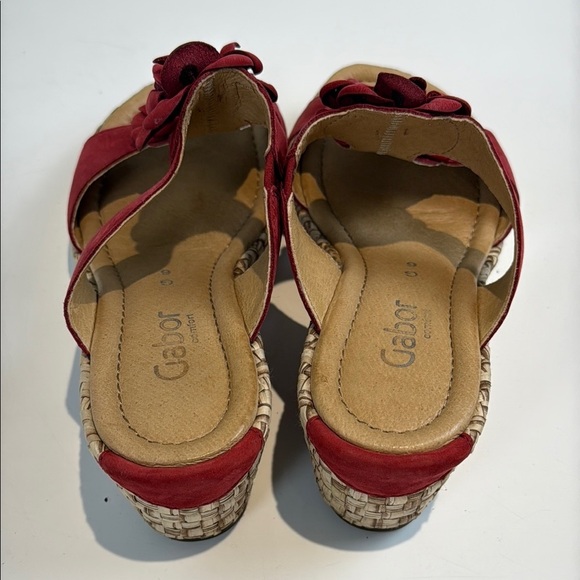 Gabor Red Sandals with Suede Straps and Cork Sole - Picture 4 of 10